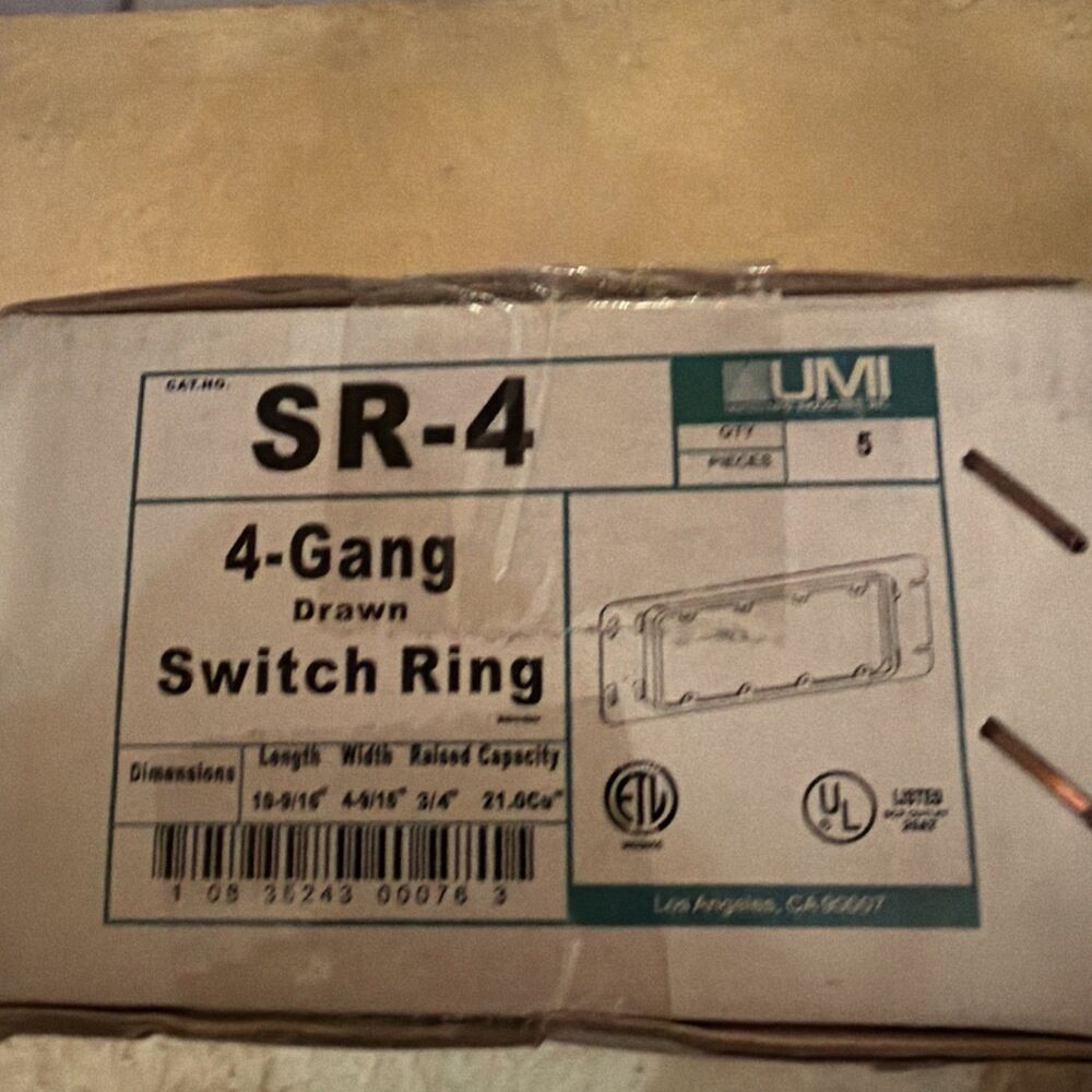 SR-4 4-Gang Drawn Steel Switch Ring 3/4" Raised 21 Cu In 5-Pack New